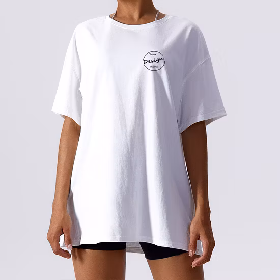 Оптовая продажа OEM/ODM женские летние хлопковые топы большого размера свободного кроя мягкие тренажерный зал спорт фитнес бег бег пешие прогулки тренировочная одежда T